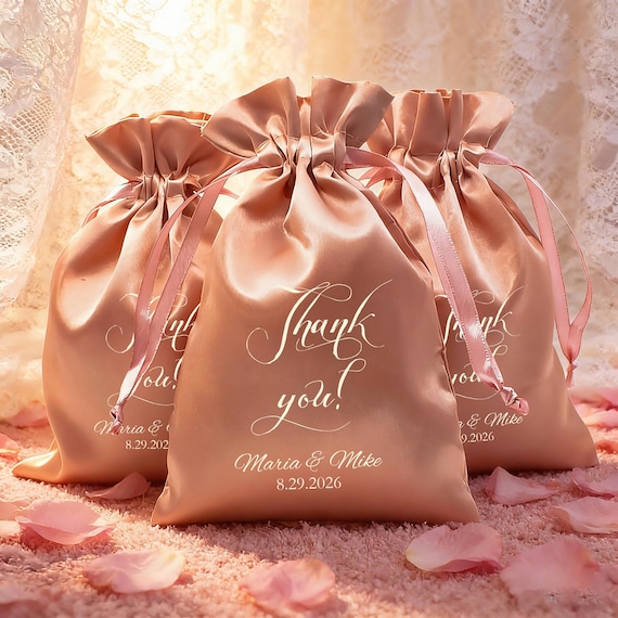 Personalized Satin Drawstring Bag, Custom Wedding Favor Pouch, Bridesmaid Proposal Gift