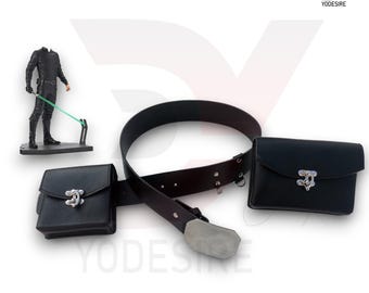 ROTJ Luke Skywalker Leather Costume Belt with Double Pouches Saber Clip