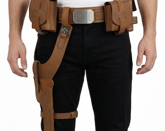 Inspired Mandalorian Axe Woves Season 3 Cosplay Belt with Holster and Pouches