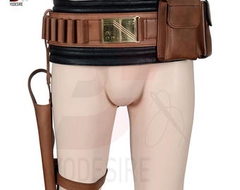 Book of Boba Fett leather belt, cosplay costume accessory, brown