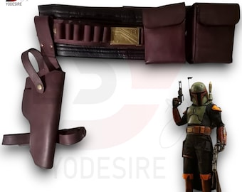 Mandalorian Book of Boba Fett Belt with Waist Two Pouches Leg Gun Holster