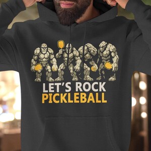 Felpa con cappuccio Let's Rock Pickleball - Felpa con cappuccio divertente per il Pickleball - Felpa alla moda per giocatori - Regalo per il club di Pickleball, pullover unisex per gli appassionati di Pball