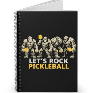 Cuaderno espiral divertido de Pickleball: diario de jugador de Pickleball Let&#39;s Rock, registro de puntuaciones, notas de torneos, regalo para club de pádel, planificador para el día del partido.