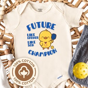 Future Champion Pickleball Baby Onesie - Like Father Like Son Infant Bodysuit, Cute & Funny Baby Shower Gift, Father&#39;s Day Pickleball Onesie