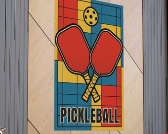 Poster Pop Art Pickleball - Retro Comic Style Wall Art - Vibrant Mondrian-Inspired Print for Pickleball Lovers, Unique Pickleball Art Poster