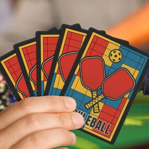 Jeu de cartes de poker pickleball - jeu de cartes de poker rétro avec pagaie et boule - cadeau de pickleball pour les joueurs/fans - idée unique pour une soirée de jeu