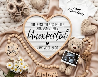 Unexpected Pregnancy Announcement Digital Editable Baby Gender Reveal Template Neutral Baby Announcement for Social Media (Digital Download)