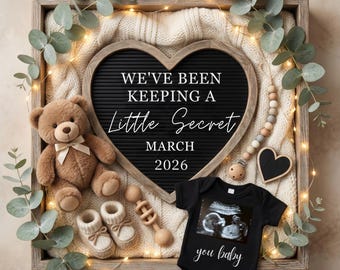 Neutral Editable Pregnancy Announcement, Editable Neutral Baby Reveal, We've Been Keeping a Secret Editable Neutral Pregnancy Canva Template