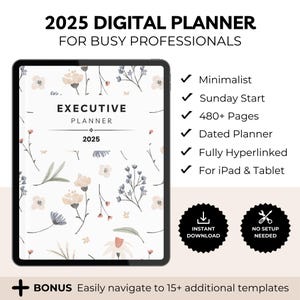 2025 Digital Planner for GoodNotes | Executive Planner | Monthly Planner | Weekly Planner | Daily Planner | Dated | Hyperlinked
