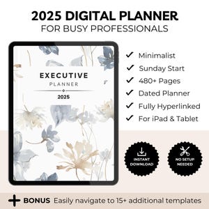 2025 Digital Planner for GoodNotes | Monthly Planner | Weekly Planner | Daily Planner | Executive Planner | Dated | Hyperlinked