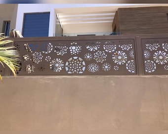 Modern Floral Laser Cut Metal Balcony Panel | Decorative Privacy Screen | Outdoor Railing Panel | CNC DXF Ready Design