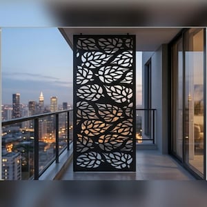 Floral Leaf Panel SVG | Laser Cut Decorative Screen DXF | CNC Metal Wall Art File | Privacy Panel Vector | Plasma Cut Garden Screen