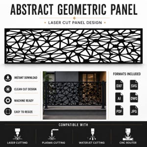 Abstract Geometric Laser Cut Panel SVG | Modern Privacy Screen DXF | Decorative Metal Wall Art CNC Design | Plasma Waterjet laser fiber co2