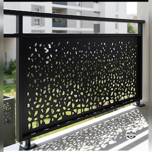 Nowoczesny, abstrakcyjny panel ogrodzeniowy cięty laserowo (DXF) | Plik CNC z ekranem prywatności | Projekt bramy metalowej | Dekoracyjny panel zewnętrzny | Plik do cięcia laserowego