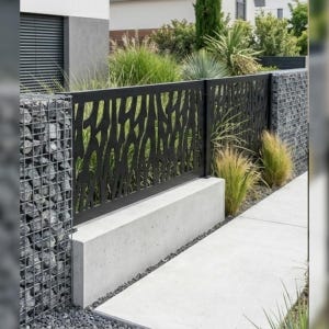 Modern abstrakt staketpanel DXF | Laserskuren insynsskydd | CNC-metallräckedesign | Trädgårdsgrindsskuren fil