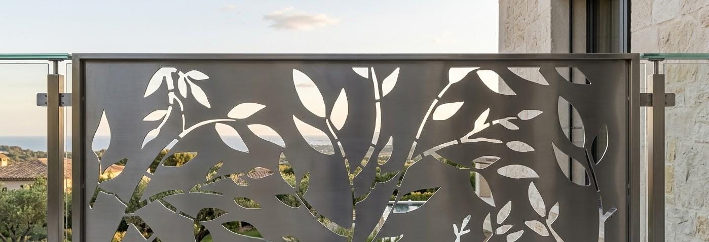 Modern Leaf Privacy Panel DXF | Decorative Metal Railing Design | Laser ...