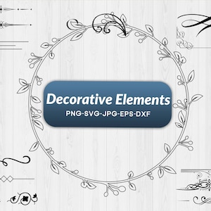 Dekorative Elemente svg, Designelemente svg, Ornamente svg, Schnörkel svg, Pfeil svg, Bordüre svg, dekorativer Rand, svg Elemente bündeln
