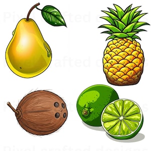 15 Fruit Clipart Set | Watercolor Fruit PNG Bundle | Strawberry, Apple, Pear, Cherries, Orange & Berries Clipart for Crafts and Designs