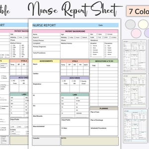 Nursing Report Sheet, Nurse Brain Sheet, Printable Nurse Report Sheet, Patient Assessment, ICU Nurses resources, Nursing notes, Med Surg