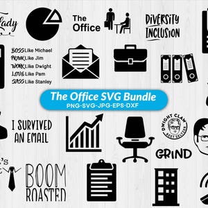 Office SVG Bundle Office Clipart Business SVG Workspace Design Office Supplies Work From Home Corporate Graphics,The Office Tv Show,Vector