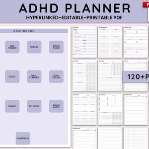 ADHD Therapy Workbook Planner for Adults | Neurodiverse Life Organizer | Daily Weekly Monthly Templates | Emotional Regulation Journal