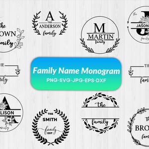 Family name monogram svg bundle, Monogram SVG, Split Monogram svg, Family svg, Family Sign svg, Wedding Monogram svg, family name svg Cricut