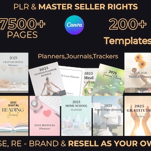 7500+ PLR MRR Digital Product Canva Templates Bundle | 2025 2026 Printable Planners Journals Trackers | Resell Rights | DFY Business Kit