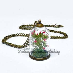 Miniature Rose Glass Dome Pendant (Red)