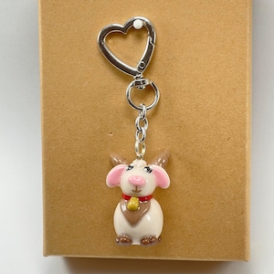 Adorable Handmade Polymer Clay Goat Keychain/Bag Charm