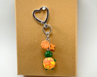 Orange Polymer Clay Turtle Keychain/ Bag Charm