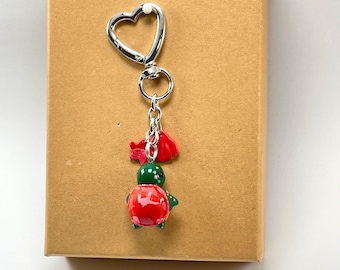 Red Turtle Keychain: Handmade Polymer Clay Bag Charm