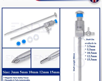 Reusable Laparoscopic Trocar Port: 3mm-15mm Stainless Steel Cannula