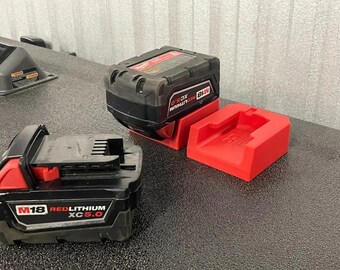 2- Strong MAGNETIC Milwaukee M18 Battery Holder (2 - 70 pound magnets) Organizer Tool Storage Garage Toolbox Workshop Workbench 5.0 6.0 12.0