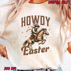 Howdy Easter Western Cowboy Bunny Ostern png, Happy Easter Png, Funny Easter Png, Retro Easter png