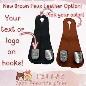 Car Headrest Hooks - Vegan Leather - 2 Pack – Custom Engraving, Backseat Organizer