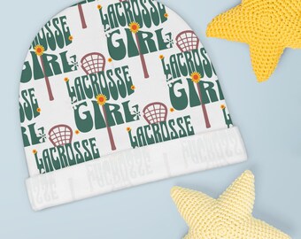 Baby Girl Lacrosse Beanie, Lacrosse Girl Baby Hat, Lacrosse Gift for Girls, Custom Lacrosse Baby Gifts, Lacrosse Baby Shower Gift Idea, LAX