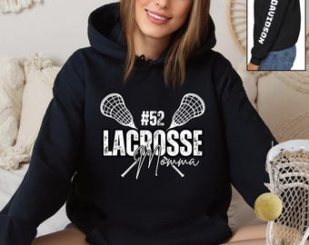 Lacrosse Momma Personalized Hoodie, Custom Lacrosse Sweatshirt, Lacrosse Mom Sweatshirt, Lacrosse Shirts for Women, LAX Mom, Lacrosse Mom