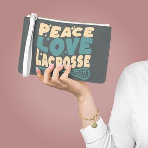 Peace Love ラクロス クラッチ リストレット & ミニ クラッチ バッグ、女の子へのラクロス ギフト、ラクロス チーム ギフト、ラクロス プレーヤー ギフト、レディース ラクロス