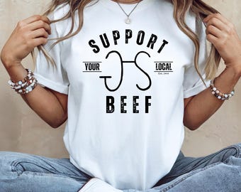 Support Local Beef, Cattle Brand Shirt, Retro Rodeo, Cattle Brand Logo Shirt, Cute Cowgirl Tee, Cattle Brand, Country Western Aesthetic Tee