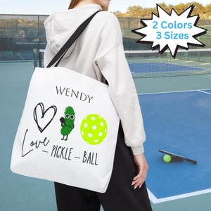 Personalized Love Pickle Ball Tote Bag, Weekender Duffle, Gift for Sports Player, Customizable Sports Bag, Pickleball Bag, Pickle Paddle Bag