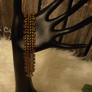 Hand Woven Purple SuperDuo Duet Bracelet, Antique Copper