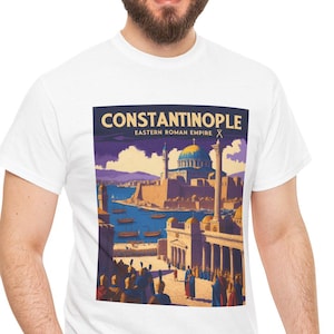Constantinople Travel Poster T-Shirt | Eastern Roman Empire Tee | Byzantine History Shirt | Ancient City Gift | Unisex Heavy Cotton Tee