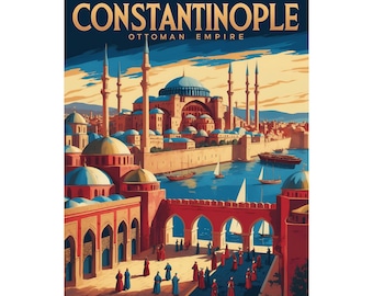 Konsttryck av osmanska Konstantinopel, affisch med historiskt Istanbul (digital nedladdning)