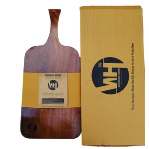 Rustic Wooden Chopping Board with Handle – Handmade Cutting Board, Cheese Serving Platter, Charcuterie Tray, Kitchen Gift Board