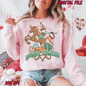 Howdy Easter Cowboy Western Easter png, Happy Easter Png, Funny Easter Png, Retro Easter png