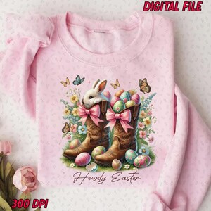 Western Easter Bunny PNG, Howdy Easter PNG, Happy Easter Png, Funny Easter Png, Retro Easter png