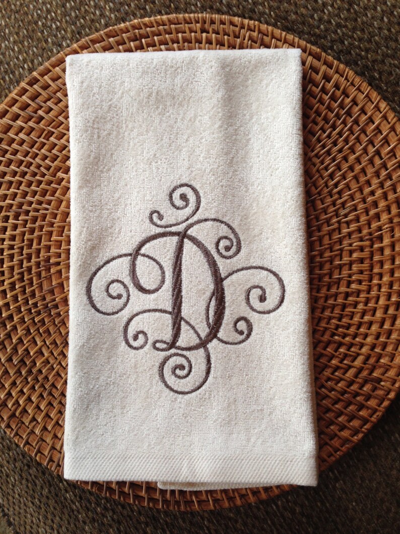 Bathroom 16x26 Velour Hand Towel Elegant Scroll Monogram Etsy