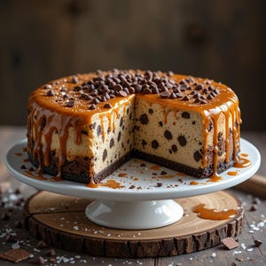 Salted Caramel Chocolate Chip Cheesecake Recipe | Rich & Creamy Dessert | Sweet   Salty Treat | Instant Digital PDF Download