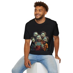 Zombie Selfie Unisex T-Shirt, Fun Graphic Shirt, Casual Wear, Gift for Halloween, Quirky Tee for Fans
