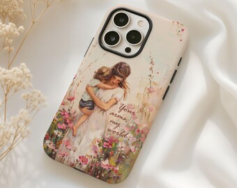 Floral Mothers Day Gift Phone Case for iPhone 13, 14, 15, 16 Pro Max, Samsung S24 Ultra Tough Case, Cottagecore Moms Day Gift From Husband